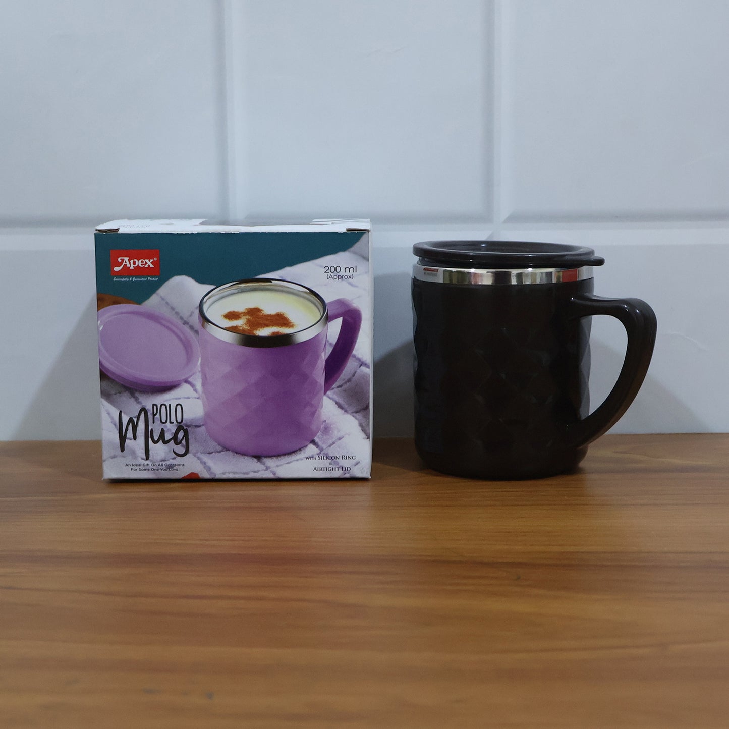 Wukusy Apex insulated tea and coffee mug, 1-piece, stainless steel with a sleek design for hot beverages.
