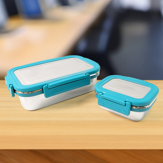 Wukusy Apex Jerry lunch box set with two stainless steel food containers, 700ml and 200ml, for home and kitchen use.