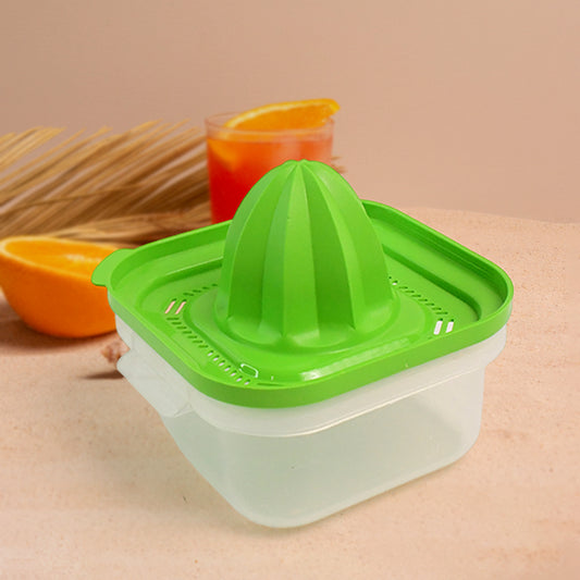 Wukusy Apex manual hand orange juicer on kitchen countertop, showing the orange reamer and handle for fresh juice extraction.