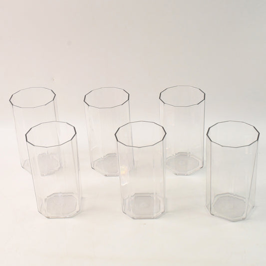 Set of six Wukusy Apex Merino N glass drinking glasses, unbreakable plastic, 300ml capacity, for home and kitchen use