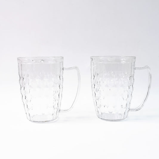 Set of two Wukusy Apex Mocktail Mug Glasses, 400 ml, transparent glass for serving drinks in home and kitchen settings.
