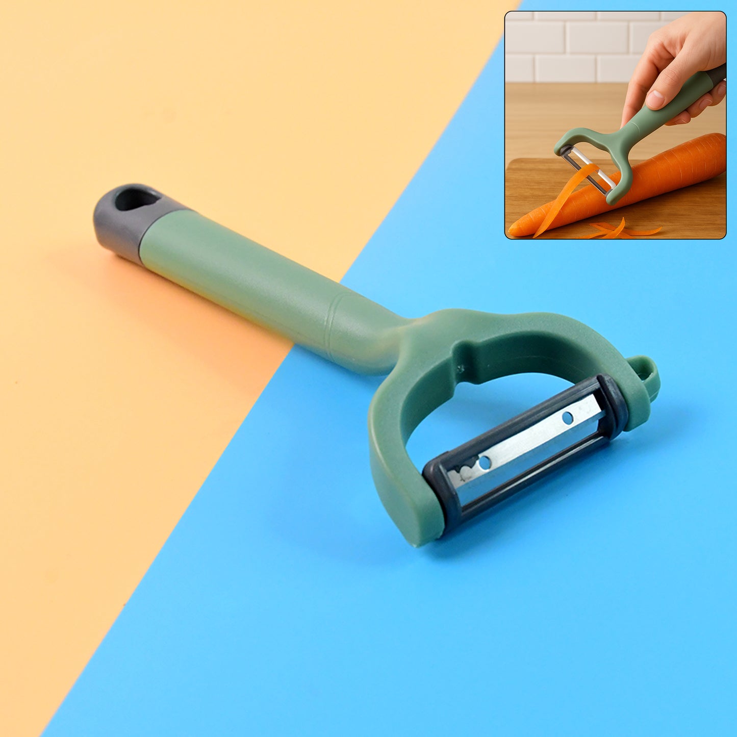 Wukusy Apex Premium ergonomic vegetable and fruit peeler, designed for easy peeling of produce in home kitchen.