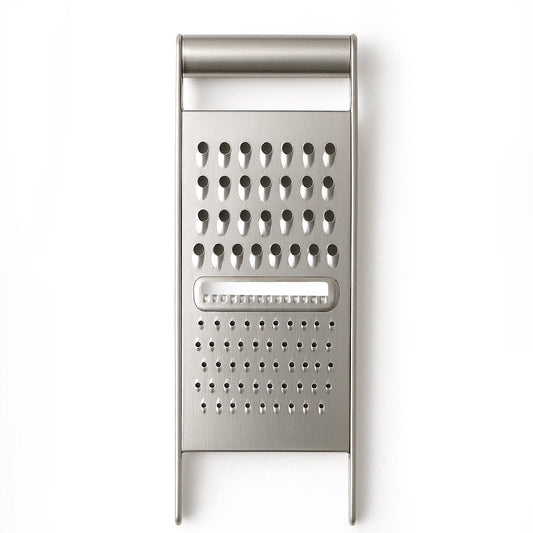 Wukusy Apex 3-in-1 stainless steel grater and slicer for versatile food prep in the kitchen.