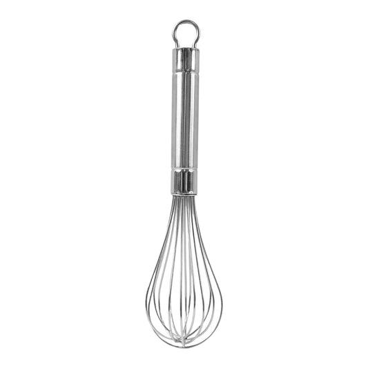 Wukusy Apex stainless steel small hand whisk for mixing and whisking in home and kitchen cooking tasks.