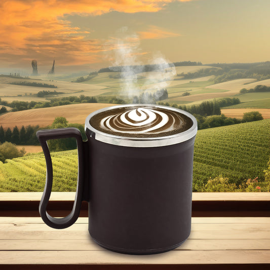 Wukusy stainless steel coffee mug with lid and handle, plastic-covered, random color, 200ml capacity for home and kitchen use.