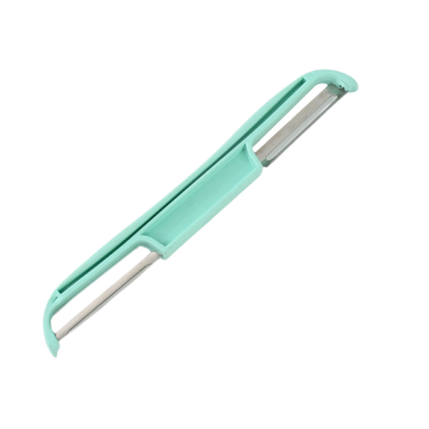 Wukusy double-sided potato peeler with stainless steel blade for efficient peeling in home kitchen use.