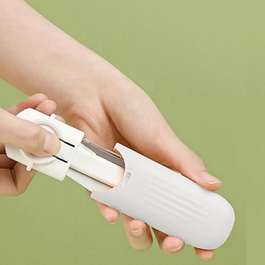 Wukusy 2-in-1 stainless steel knife and peeler with case, suitable for home kitchen use, featuring dual blades for versatile food prep.