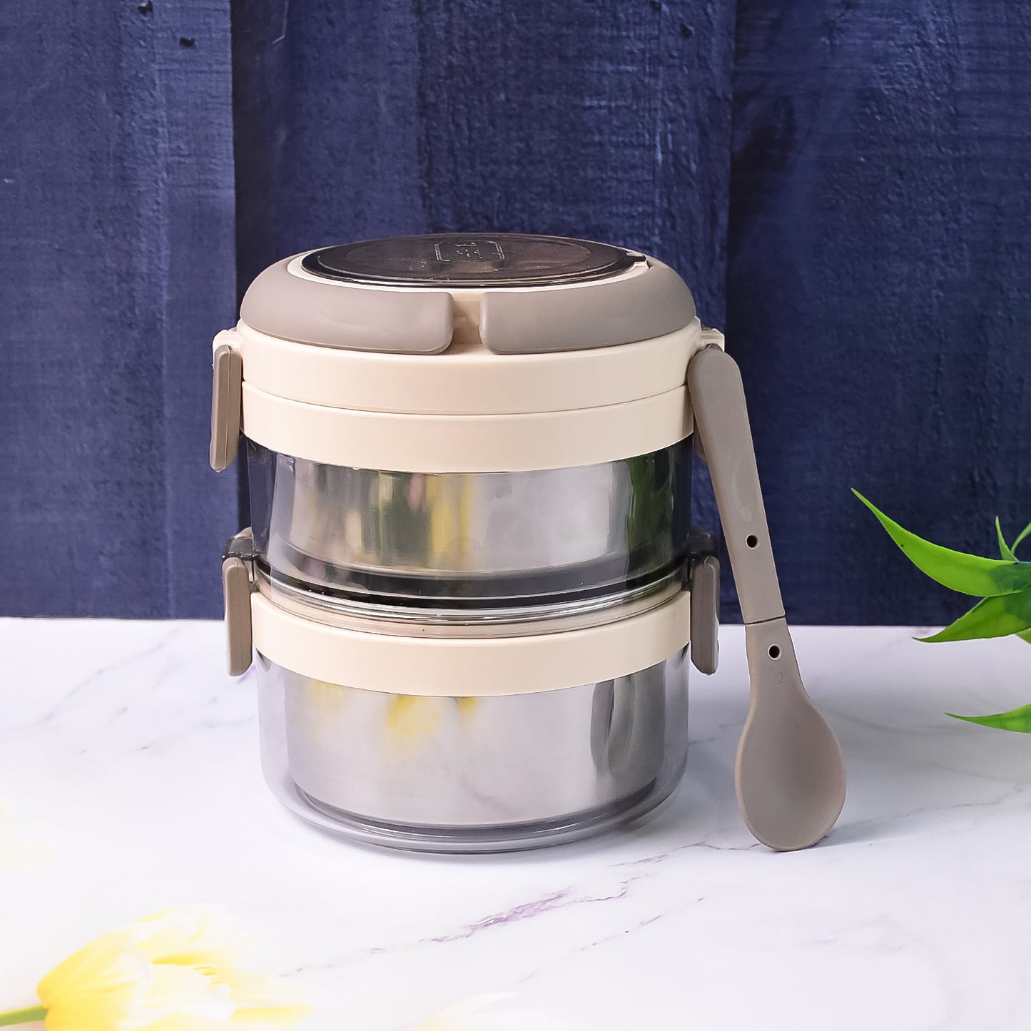 Wukusy Ganesh Steko-2 double-layer stainless steel insulated lunch box set for home and kitchen use