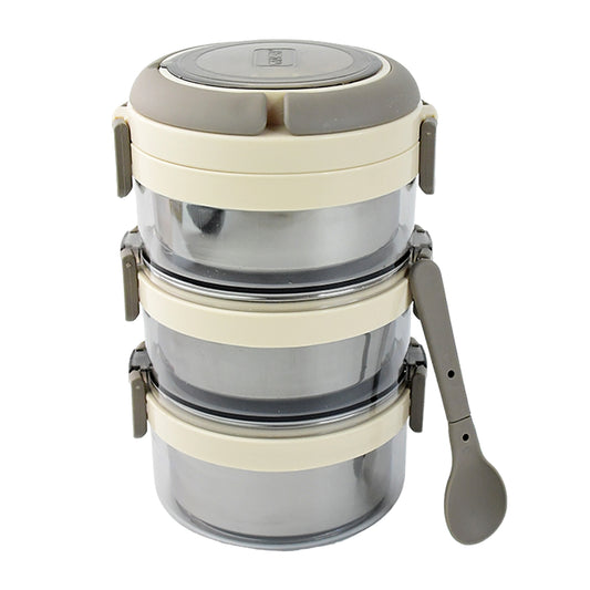 Wukusy Ganesh Steko-3 triple-layer stainless steel insulated lunch box set for home and kitchen use with multiple compartments