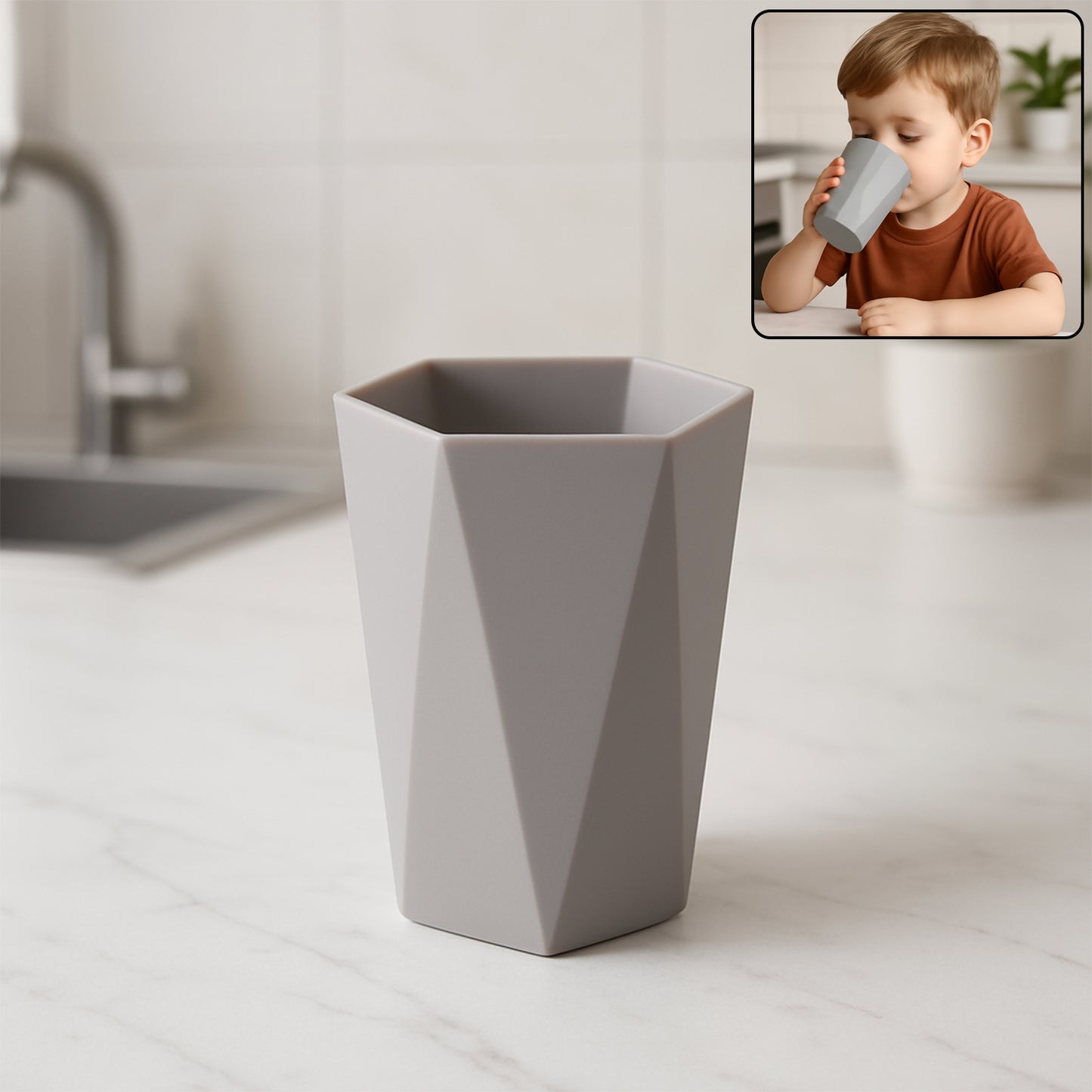Small plastic drinking glass with hexagon shape, Wukusy home and kitchen accessory, perfect for casual use and entertaining.