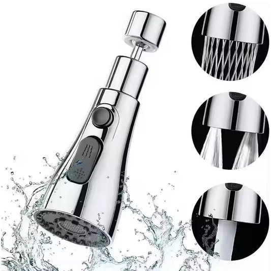 Wukusy kitchen faucet with 3-function pull-down sink sprayer, modern design, chrome finish, installed on a kitchen sink