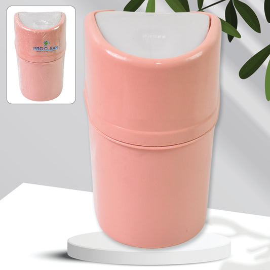 Wukusy mini plastic trash can with lid, small home garbage bin for kitchen or office use, compact and lightweight.