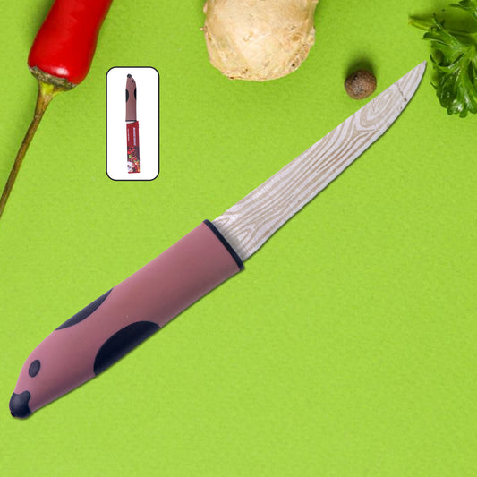 Wukusy multi-purpose stainless steel kitchen cutting knife on a cutting board, ideal for slicing and dicing in home kitchen use.