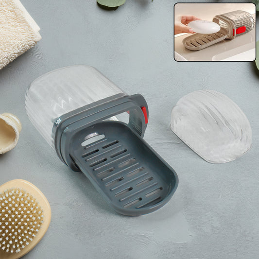 Wukusy multipurpose soap box holder with transparent dust-proof lid, suitable for kitchen or bathroom storage