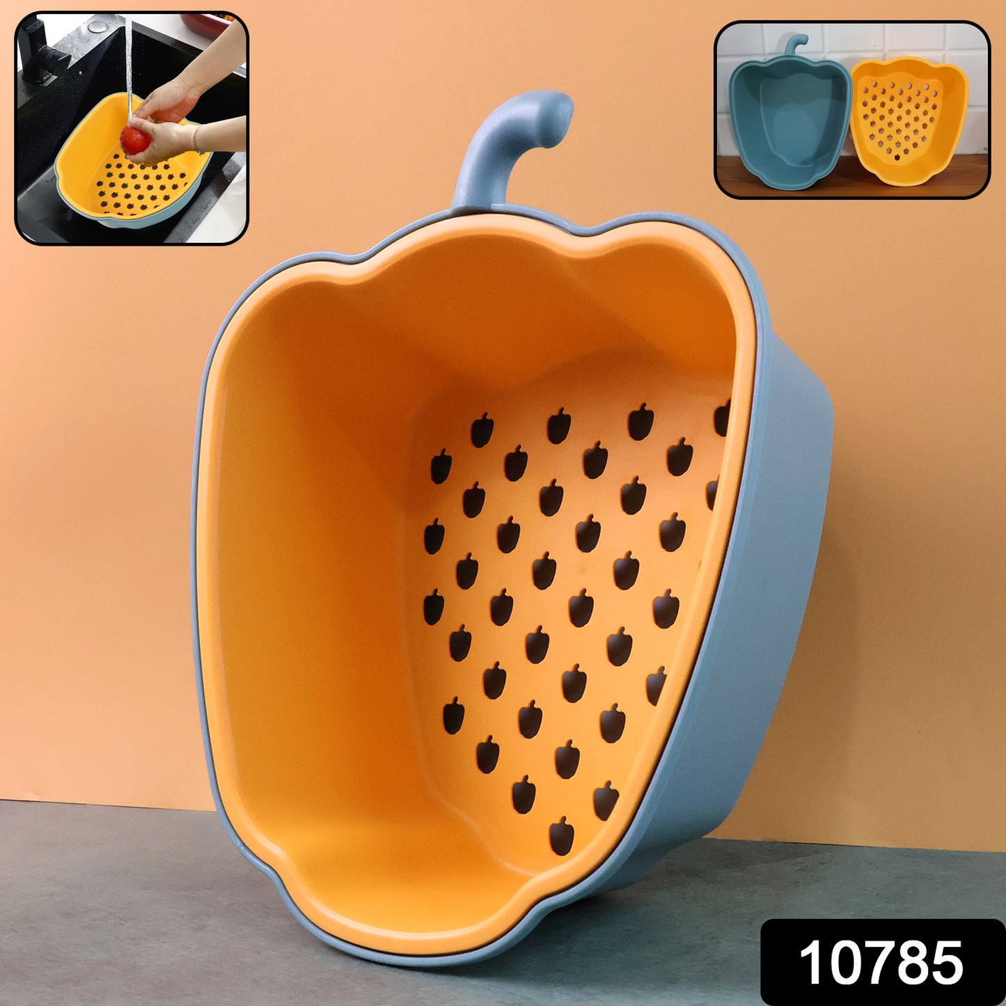 Pepper-shaped 2-in-1 washing bowl from Wukusy, a versatile kitchen sink and washbasin in bright red color.