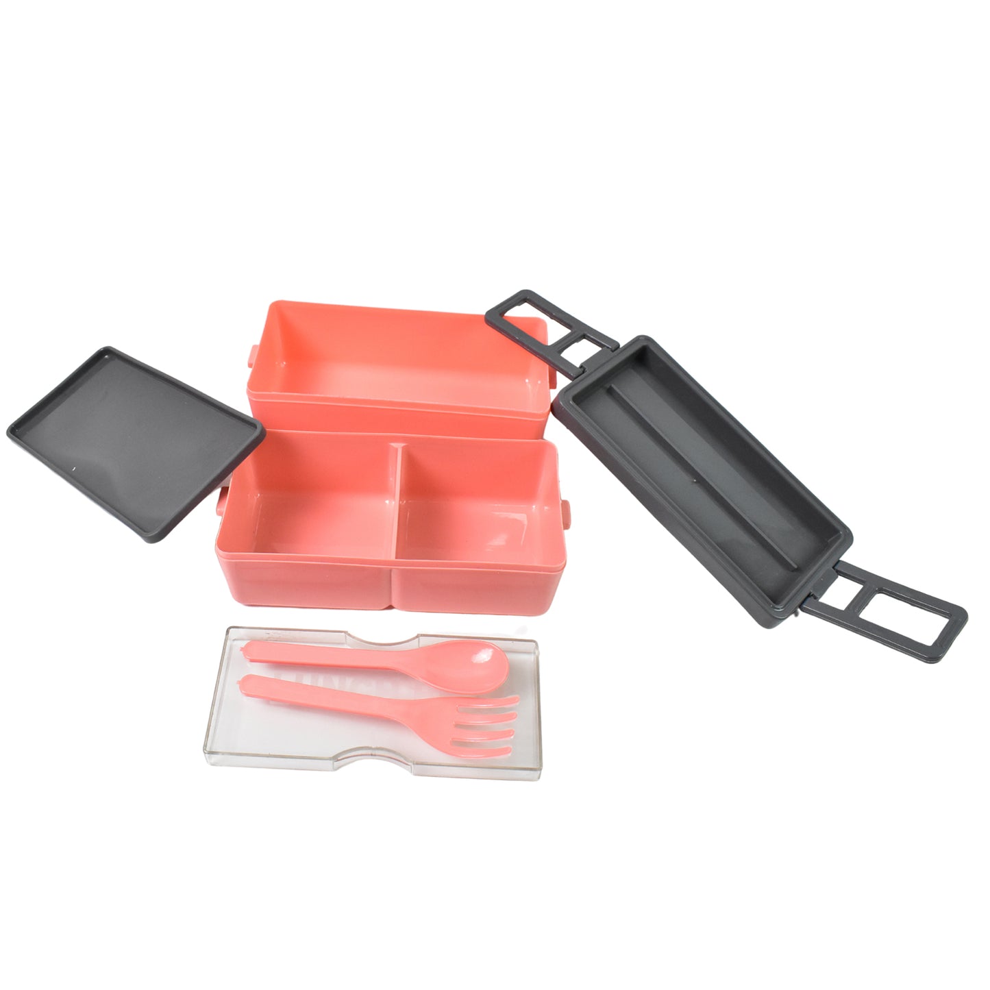 Wukusy plastic 3-layer leak-proof lunch box with three compartments, ideal for office meals and food storage.