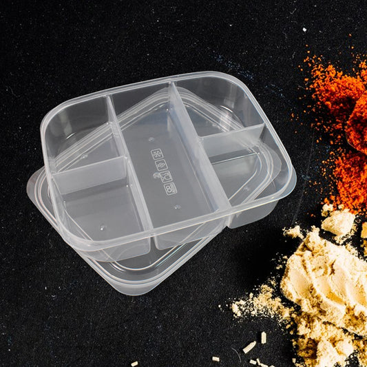 Wukusy plastic 5-compartment reusable lunch box for home and kitchen use, designed for organized meal storage.