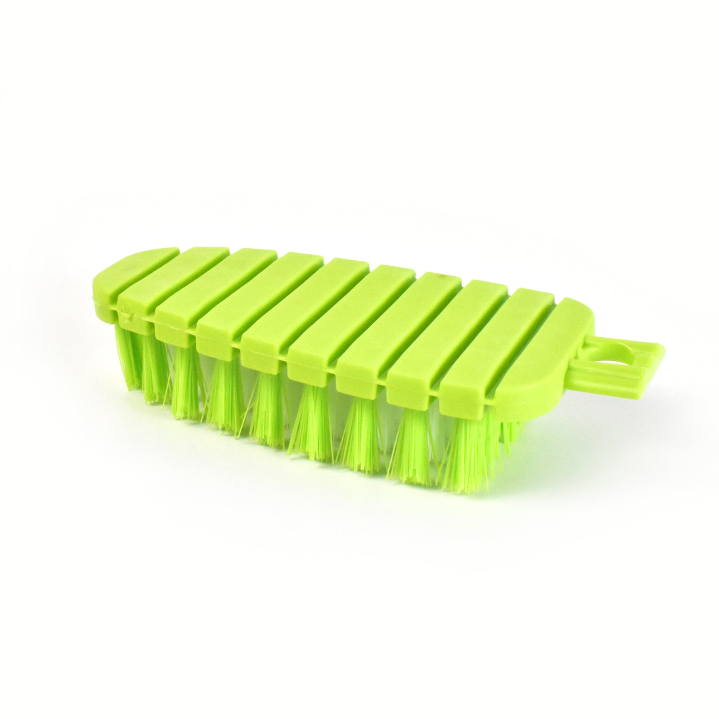 Wukusy plastic fruit and vegetable brush for cleaning produce, featuring soft bristles and ergonomic handle for kitchen use.