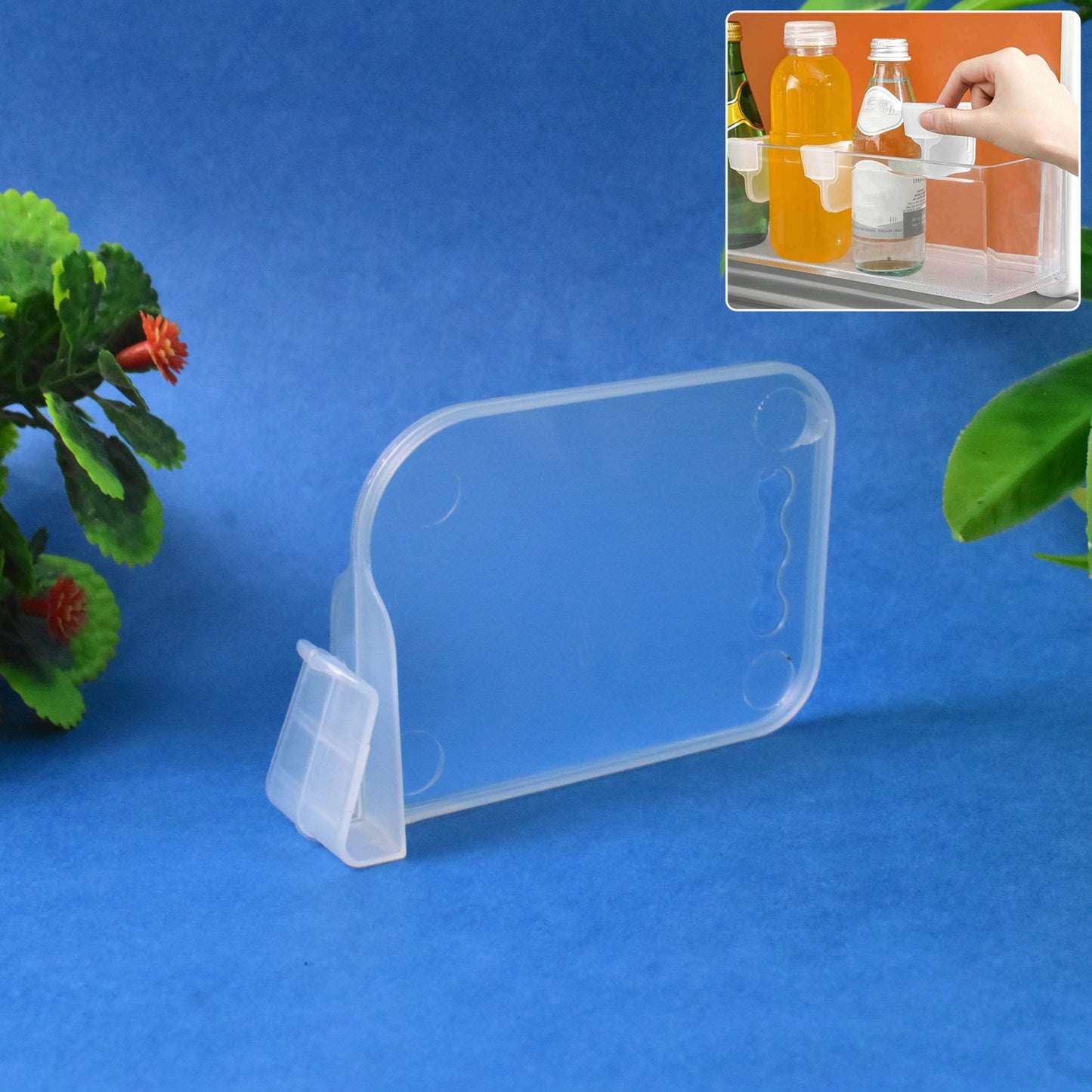 Set of 10 Wukusy plastic storage baskets for refrigerator organization, with partition clips for kitchen space management.