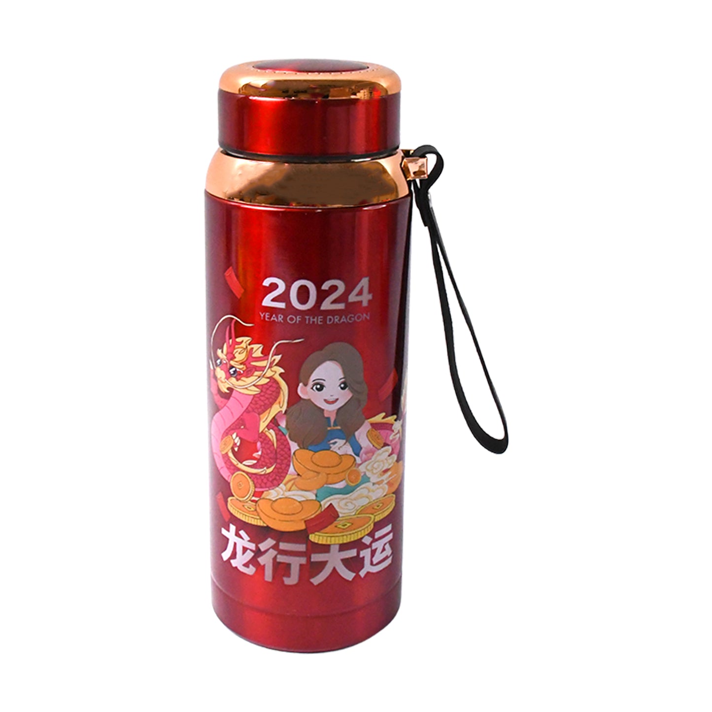 Wukusy printed vacuum insulated water bottle, 800ml, in a sleek design for keeping drinks hot or cold.