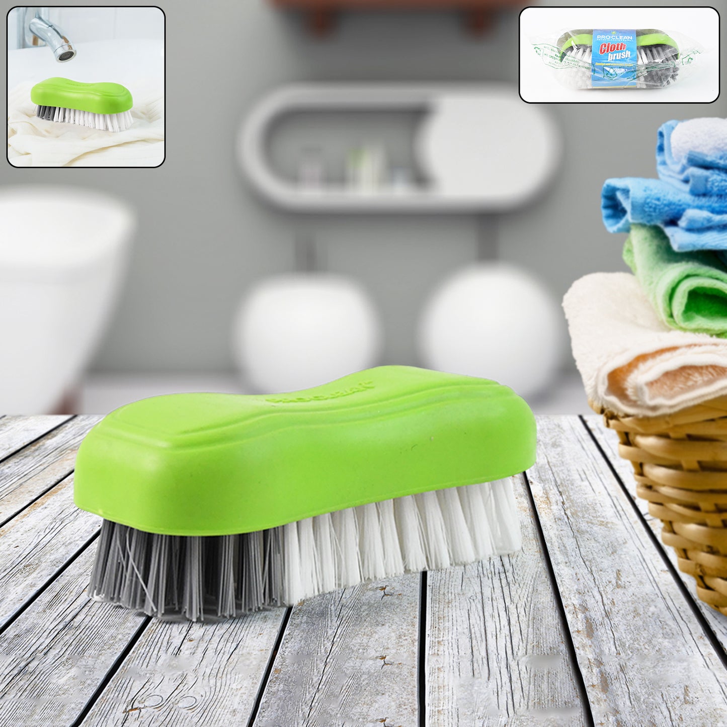 Wukusy Pro Clean multi-purpose cloth washing brush with plastic handle, ideal for kitchen cleaning tasks and scrubbing surfaces.