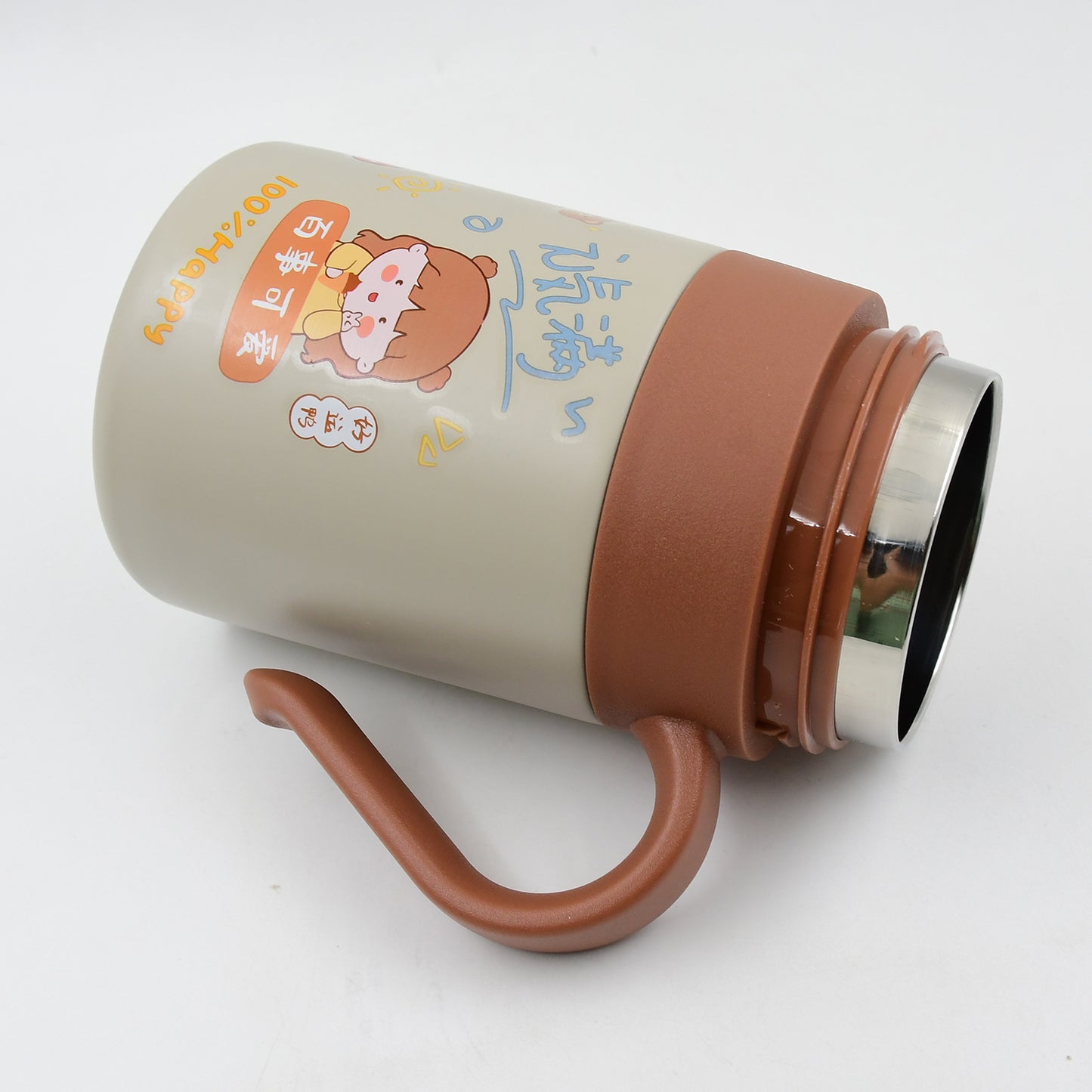 Wukusy stainless steel vacuum insulated mug with handle, 550ml capacity, small cup for hot or cold drinks, kitchen and home use