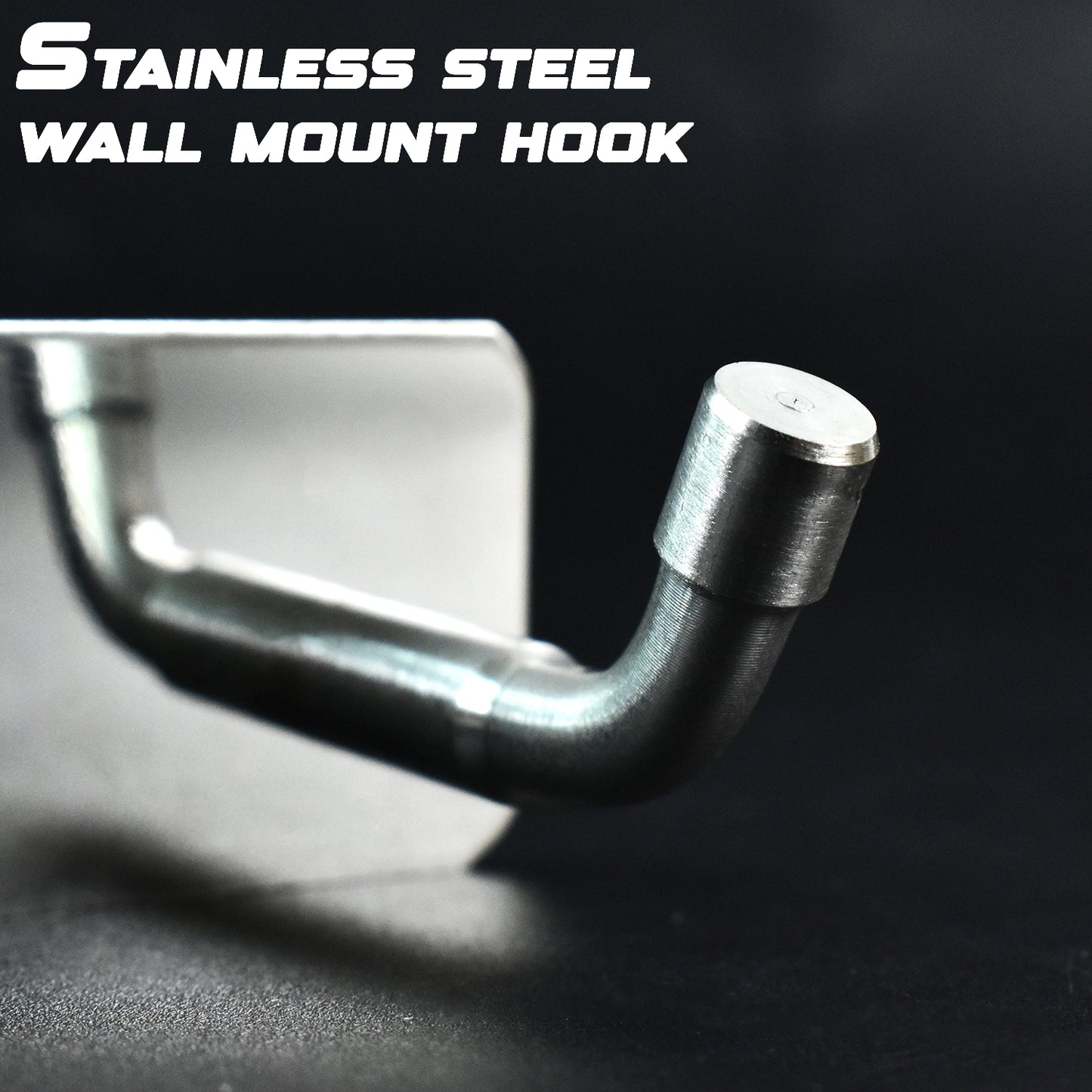 Stainless steel wall-mounted coat rack with three hooks, designed for home and kitchen organization, 14x3 inches.