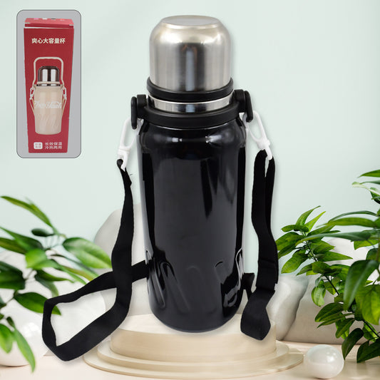 Wukusy stainless steel vacuum insulated water bottle, 1200 ml, with sleek design and leak-proof lid for hot and cold drinks.