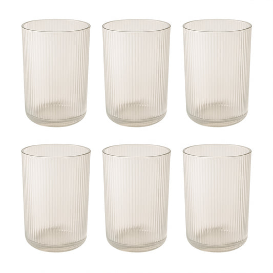 Set of six Supermom Casa glassware by Wukusy, clear glass drinking glasses for home use, stylish and functional kitchen essentials.