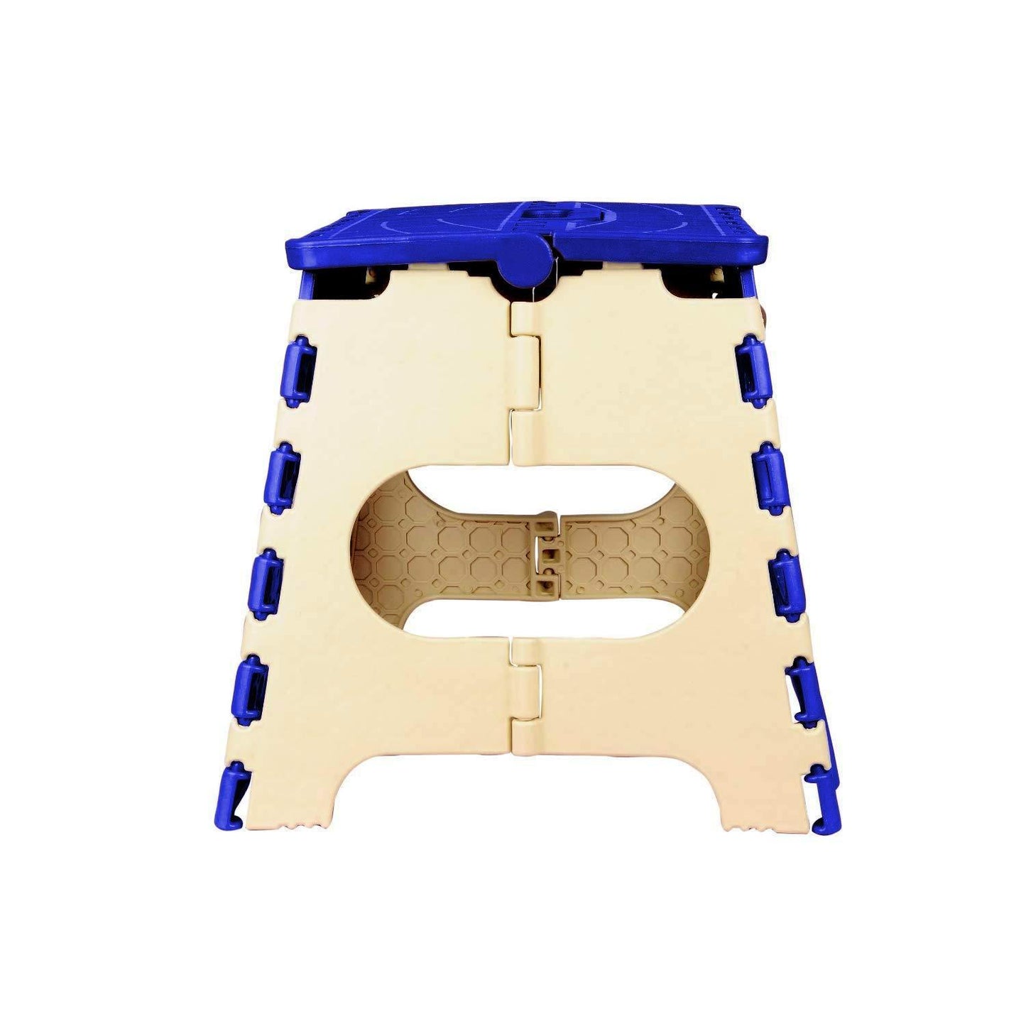 Colorful Wukusy 12-inch plastic folding step stool with handle, suitable for kids and adults, featuring a multicolor design.