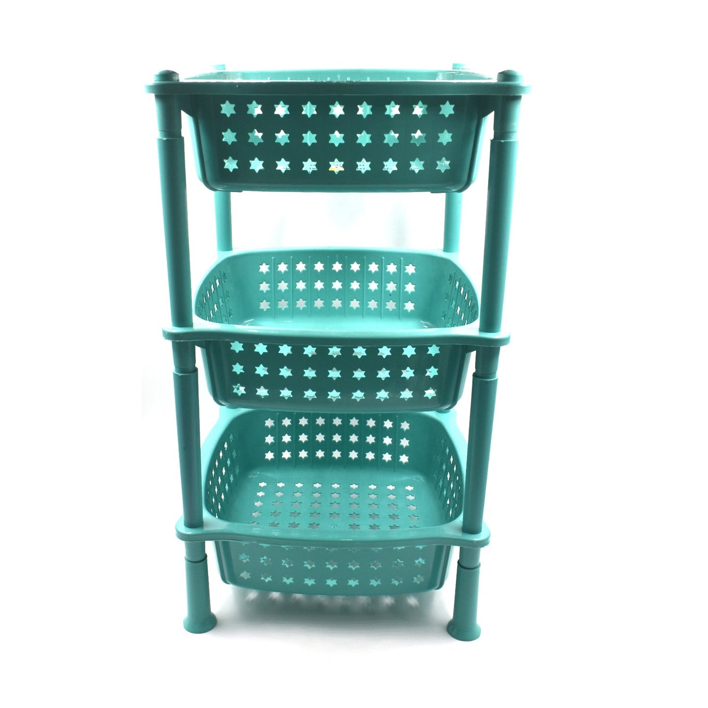 Wukusy 3-layer square kitchen trolley basket with multiple compartments for organized kitchen storage and tools