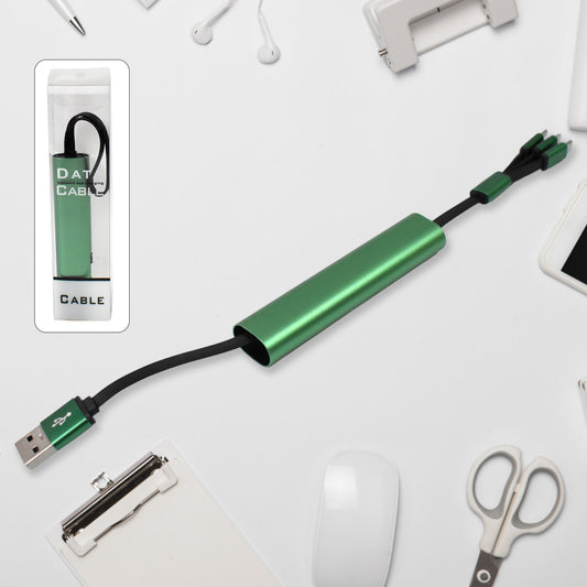 Wukusy 3-in-1 extendable charging cable for mobile devices, with multiple connectors for data transfer and charging.