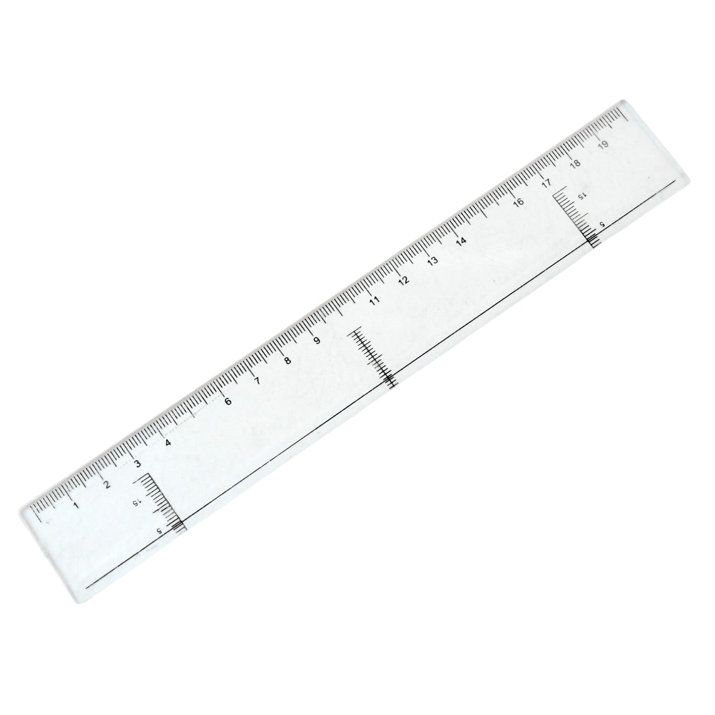 Wukusy 20 cm transparent plastic office ruler, clear measuring tool with black markings for precise measurement.