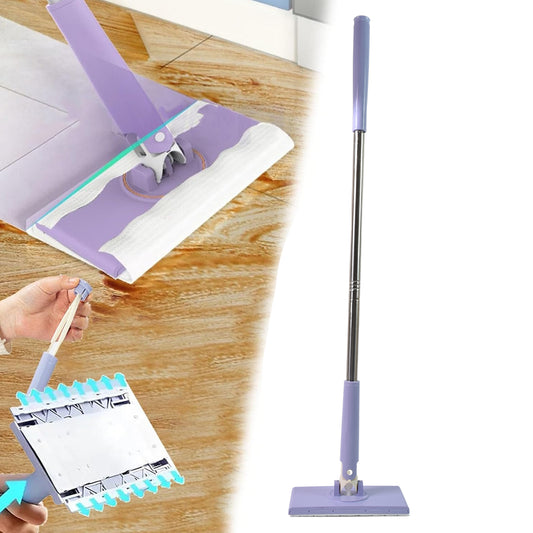 Wukusy automatic mini mop with push-pull cloth changing handle for office cleaning, featuring a compact design and easy cloth replacement.