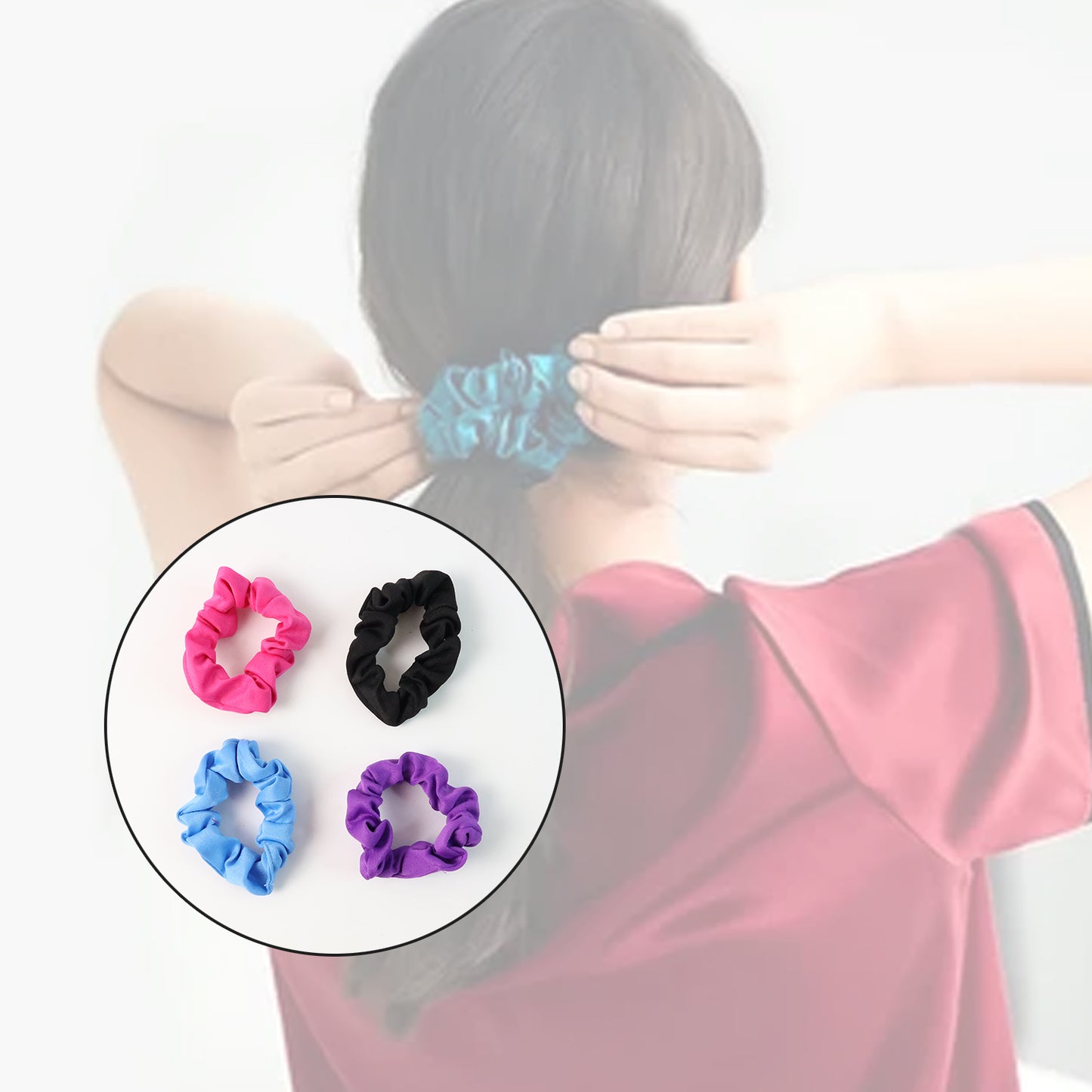 Set of soft elastic hair scrunchies by Wukusy, featuring pastel and neutral-colored fabric for gentle, secure hair styling.