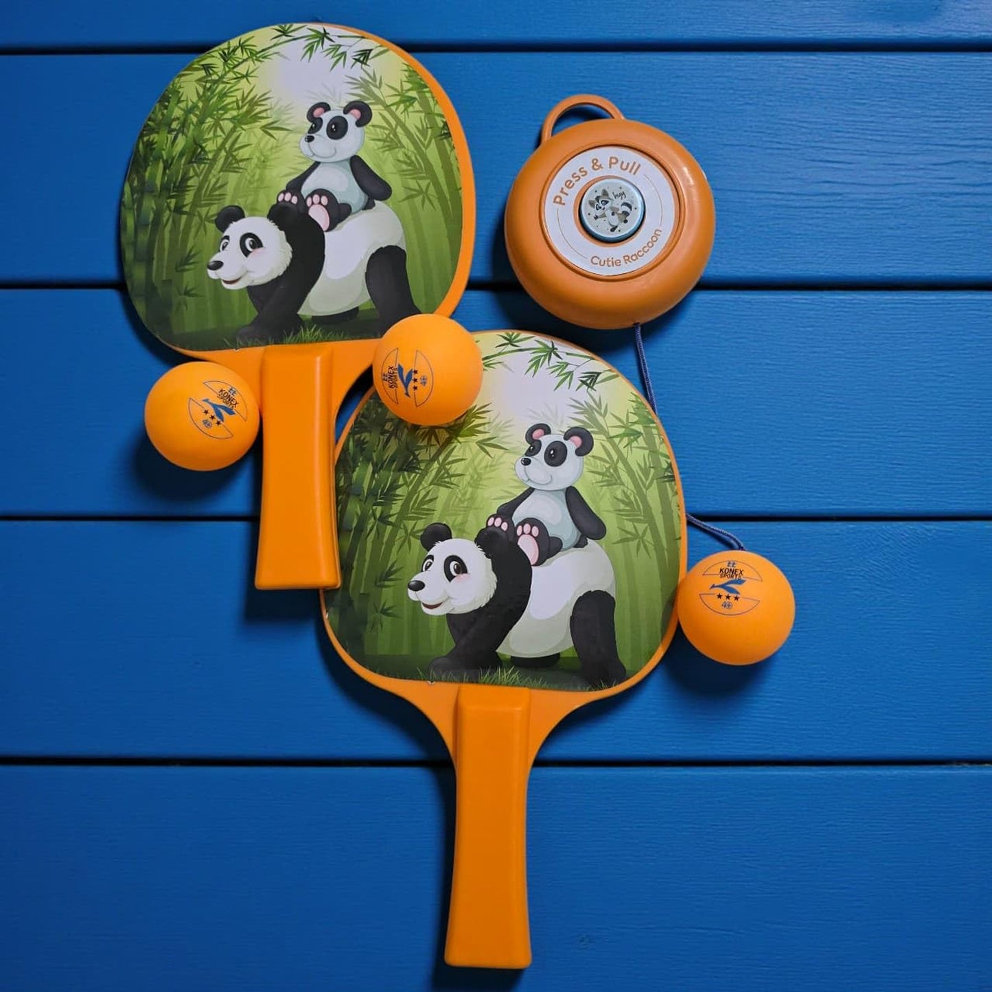 Wukusy hanging table tennis trainer set for kids, sports equipment with a ball and training attachment for practice.