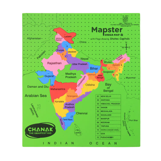Child playing with Wukusy Aditi Mapster India map EVA foam puzzle set, educational toy for learning geography.
