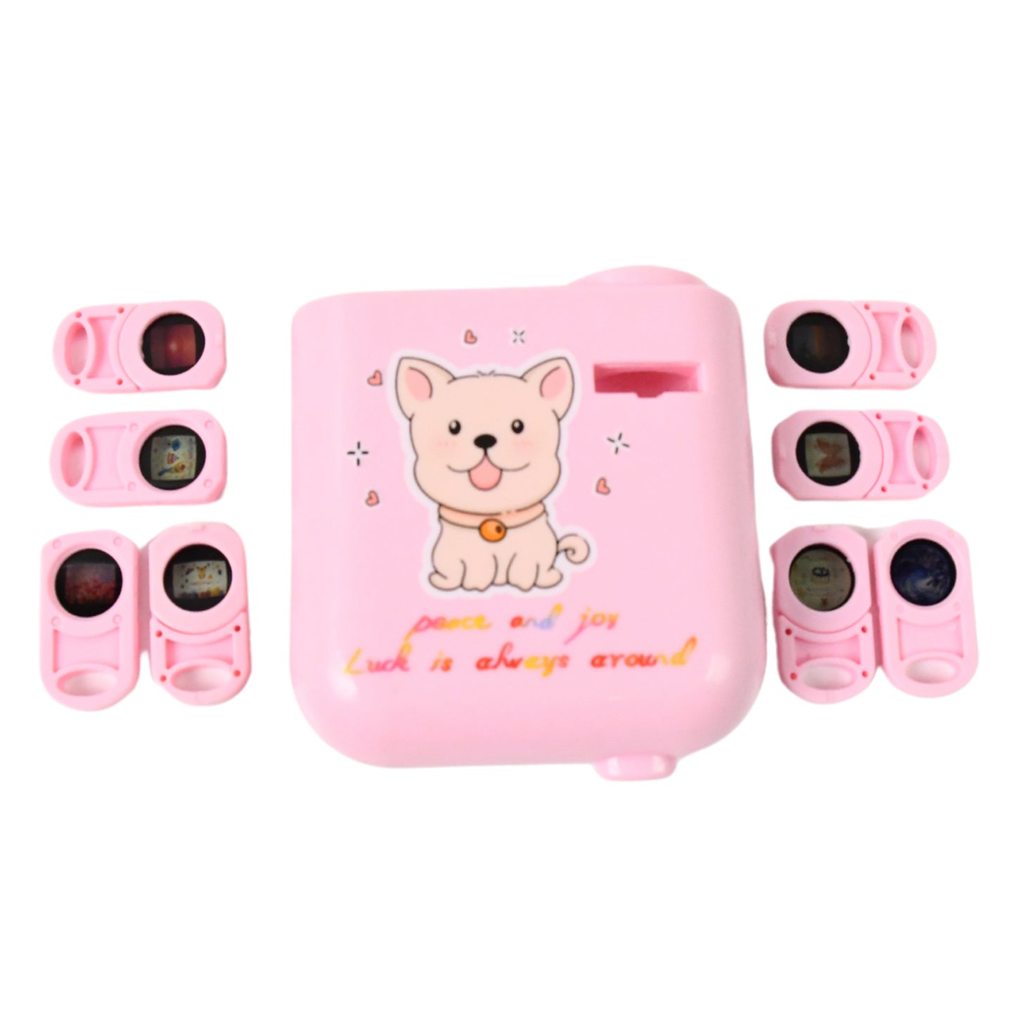 Wukusy birthday projector toy with 8 slide patterns for festive celebrations, featuring colorful designs and playful imagery.