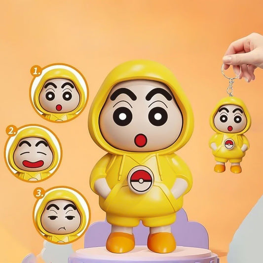 Wukusy face-changing doll toy with keyring, small plastic figure showing different facial expressions, ideal for kids' play and accessories