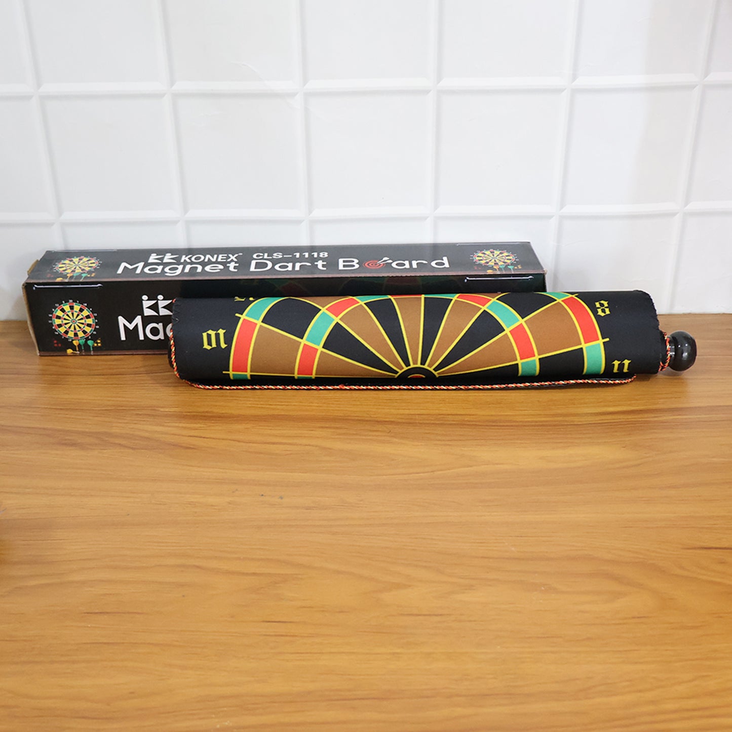 Wukusy roll-up double-sided dartboard game set for kids, featuring colorful dart targets on flexible, portable design