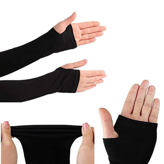 Wukusy 1358 multipurpose all-weather arm sleeves for sports and outdoor activities, shown in a travel setting.