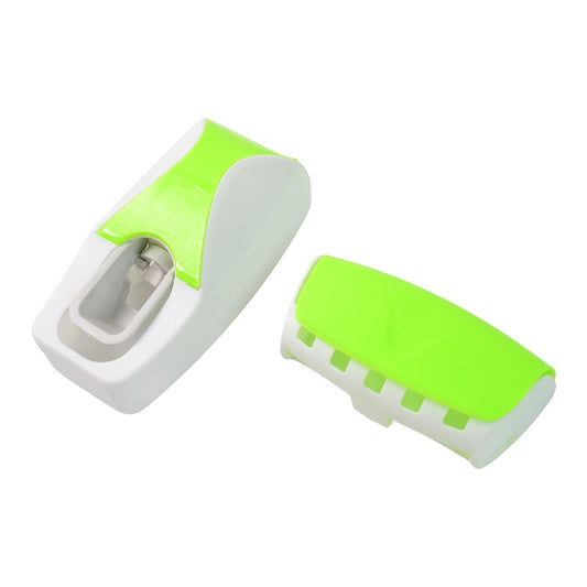 Wukusy 200 Toothpaste Dispenser with toothbrush holder, white plastic bathroom accessory for easy toothpaste and brush storage