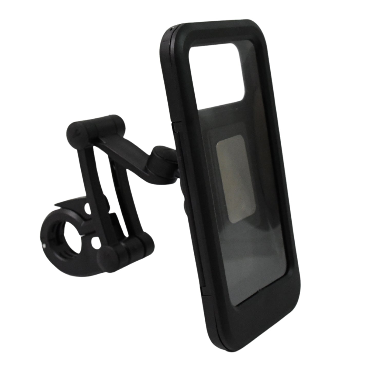 Wukusy 360 rotation waterproof bike phone mount holding a smartphone, suitable for cycling and outdoor use.