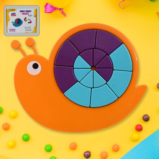 Colorful Wukusy snail puzzle toy for kids, featuring building blocks and mini travel design to develop motor skills and reasoning.