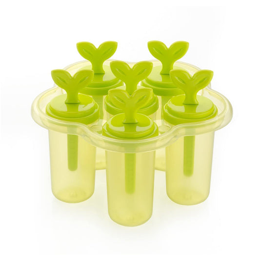 Wukusy 4825A 6-cavity ice candy maker with colorful ice candies ready for making homemade ice treats.