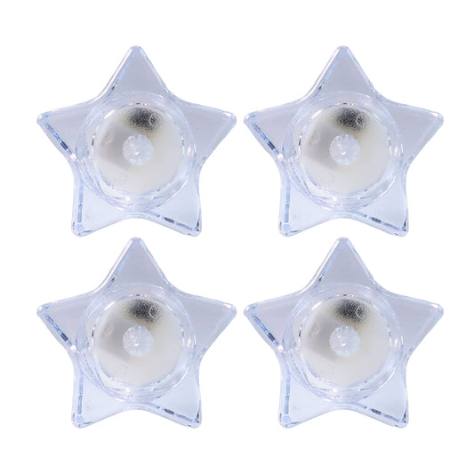 Set of four Wukusy flameless star-shaped LED candles for home decor, with warm flickering light, ideal for stylish interior accents.