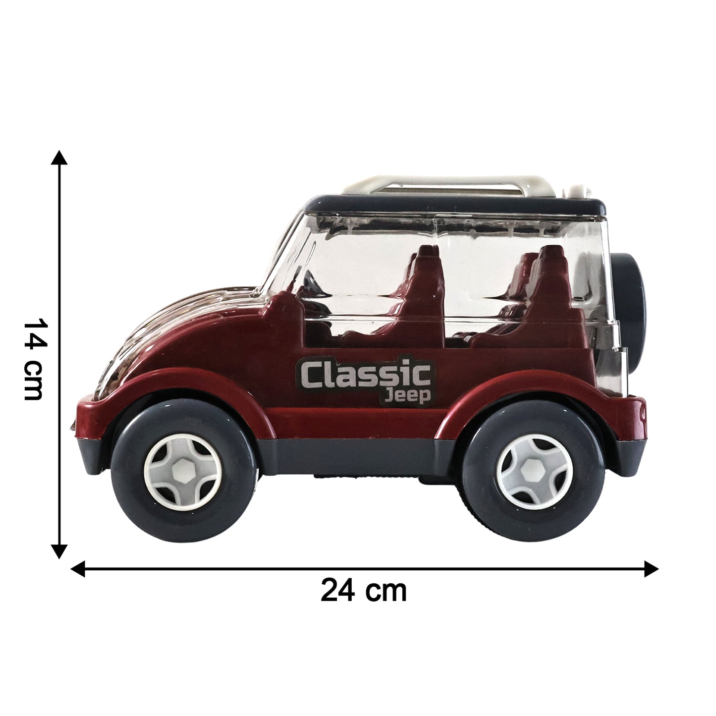 Wukusy friction-powered classic Jeep toy car for kids, featuring a sturdy design and vibrant colors, suitable for young children.