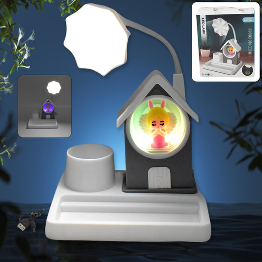 Cute cartoon home design LED desk light with plastic base, featuring multi-color changing lights, by Wukusy for home improvement.