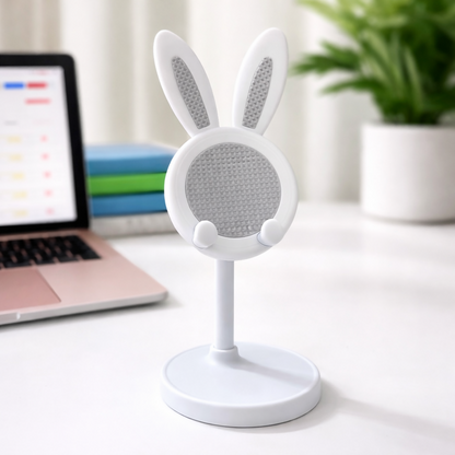 Wukusy cute bunny mobile stand holder for desk and kids study table, featuring a charming bunny design in vibrant colors.