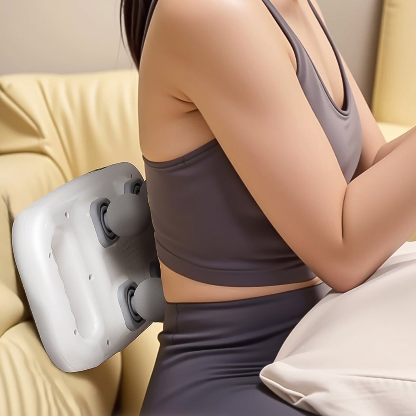 Wukusy handheld full body massage gun with four massage heads for muscle relaxation and pain relief.